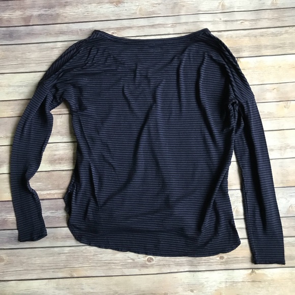 Mudd Long Sleeve Navy Striped Top - Picture 3 of 7